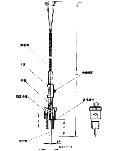 WRET-01螺紋壓簧固定熱電偶安裝圖片