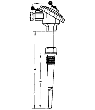 WZP-631固定螺紋錐形套管防水式熱電阻安裝圖片
