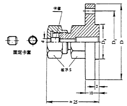 化工用熱電偶、熱電阻固定卡套法蘭圖片尺寸