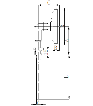 WSS-413固定外螺紋徑向雙金屬溫度計安裝圖片