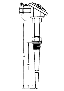 WRN2-621A固定螺紋錐形保護管雙支熱電偶安裝圖片