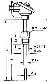 WZP-2212A固定螺紋防濺式引進型熱電阻安裝圖片