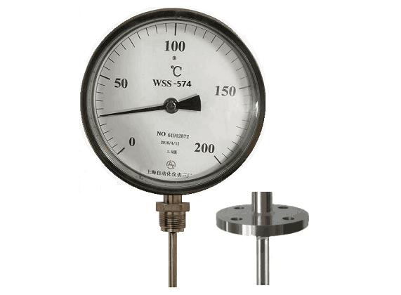 WSS-574固定法蘭萬向抽芯式雙金屬溫度計