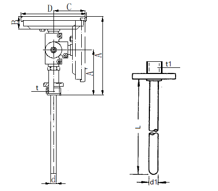 WSS-374固定法蘭萬向抽芯式雙金屬溫度計安裝圖片