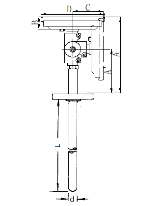 WSS-584固定法蘭萬向雙金屬溫度計安裝圖片