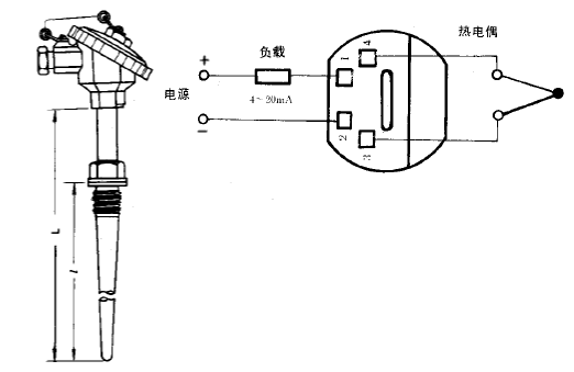 SBWR-2180/631熱電偶一體化溫度變送器安裝圖片