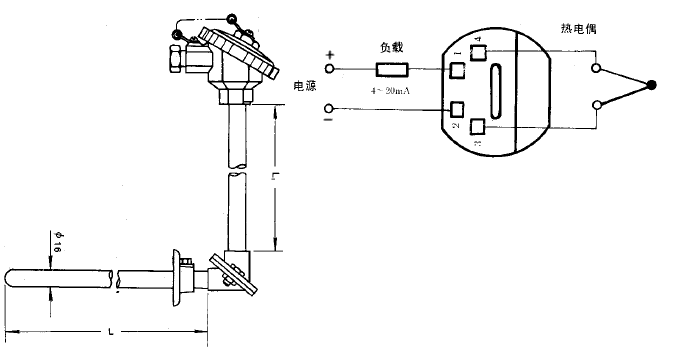 SBWR-2180/530熱電偶一體化溫度變送器安裝圖片