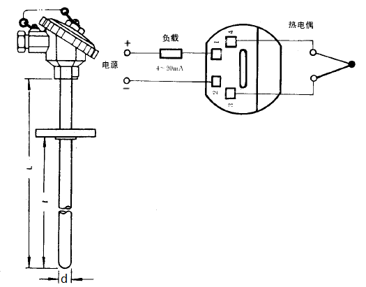 SBWR-2380/430熱電偶一體化溫度變送器安裝圖片