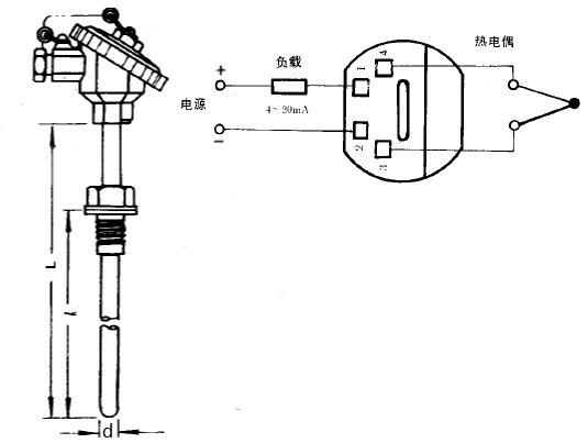 SBWR-2380/230熱電偶一體化溫度變送器安裝圖片