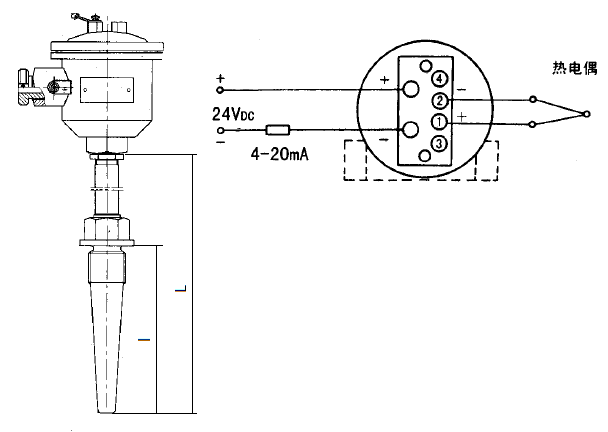 SBWR-2180/640d隔爆一體化熱電偶溫度變送器安裝圖片