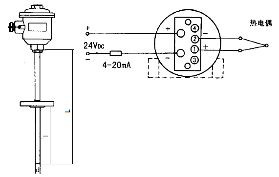 SBWR-2180/440d隔爆一體化熱電偶溫度變送器安裝圖片