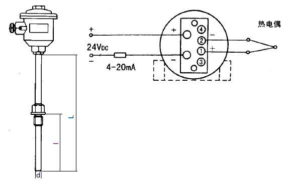 SBWR-2180/240d隔爆一體化熱電偶溫度變送器安裝圖片