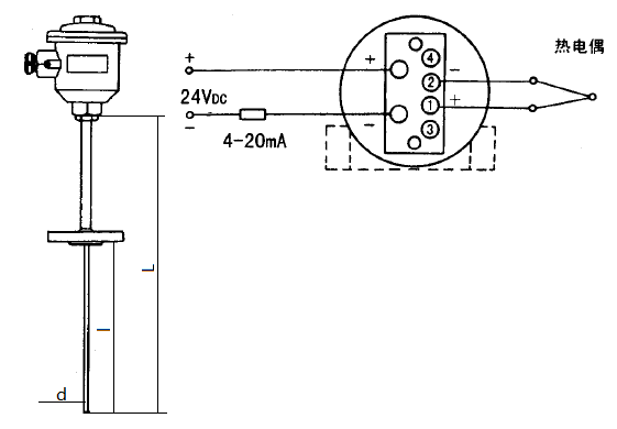 SBWR-2180/440kd隔爆一體化熱電偶溫度變送器安裝圖片