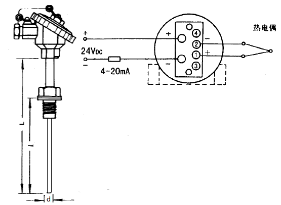 SBWR-2280/238K熱電偶一體化溫度變送器安裝圖片