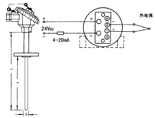 SBWR-2280/436K熱電偶一體化溫度變送器安裝圖片