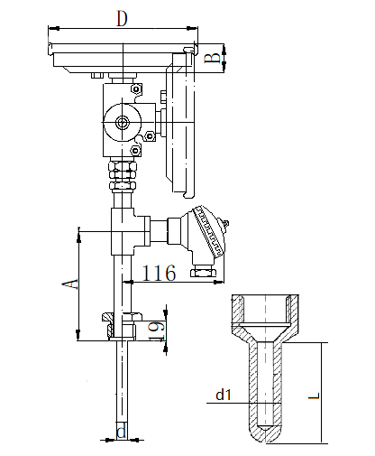 WSSP-571焊接抽芯式萬向一體化雙金屬溫度計安裝圖片