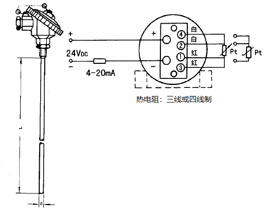 SBWZ-2480/136K熱電阻一體化溫度變送器安裝圖片